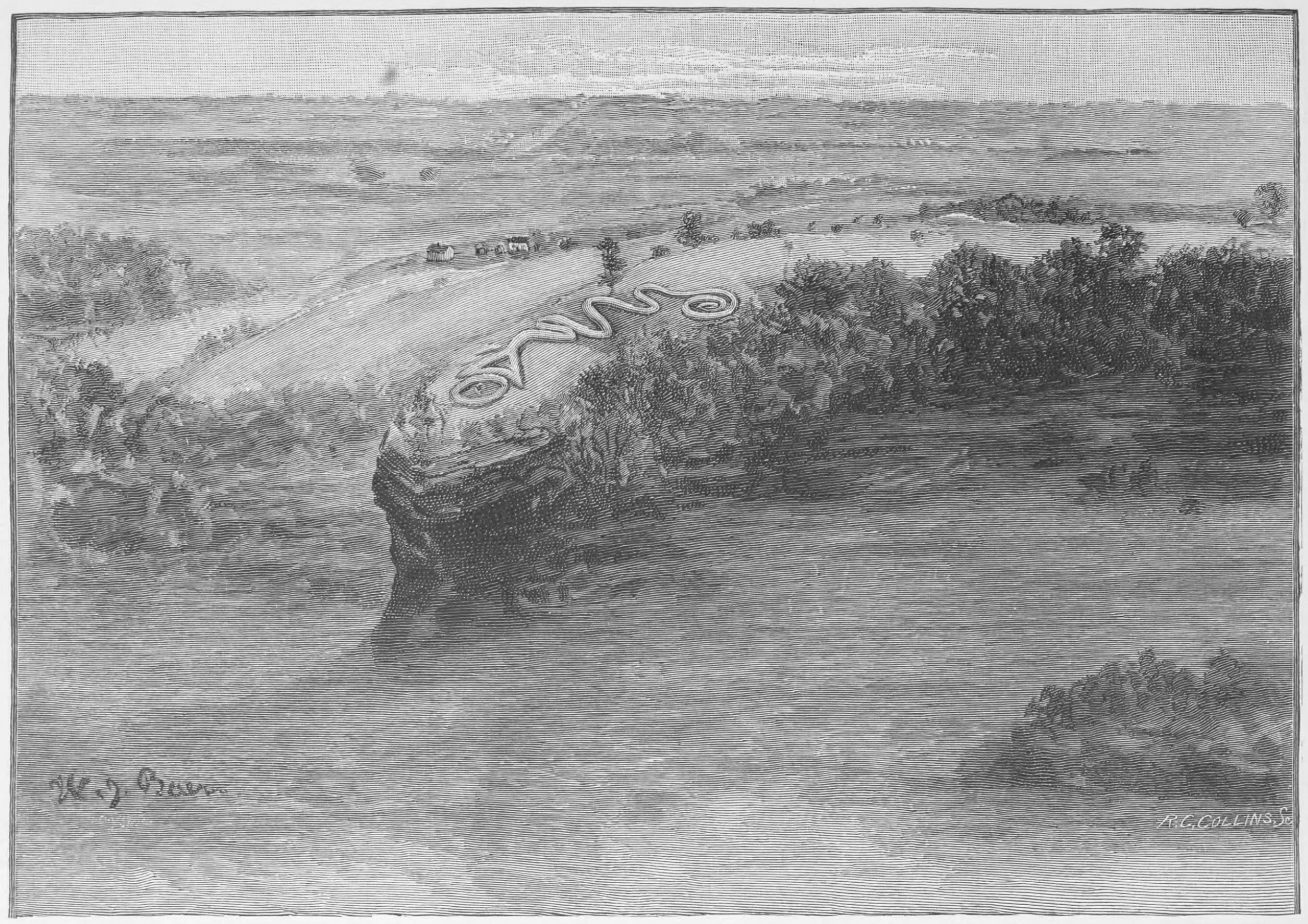 Great Serpent Mound, Ohio — William Jacob Baer illustration (Public Domain)